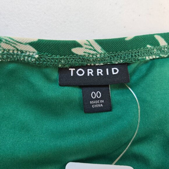 630-14 NWT Torrid Green Floral Mesh Cropped Shirred Cami Top Size 00 (10/12) NEW - Picture 11 of 15